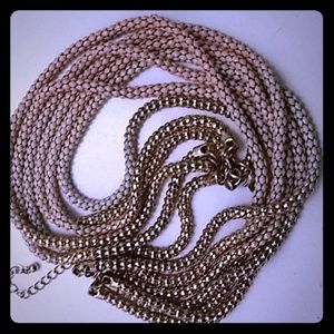 Rose Gold Pink and White Hombre Necklace